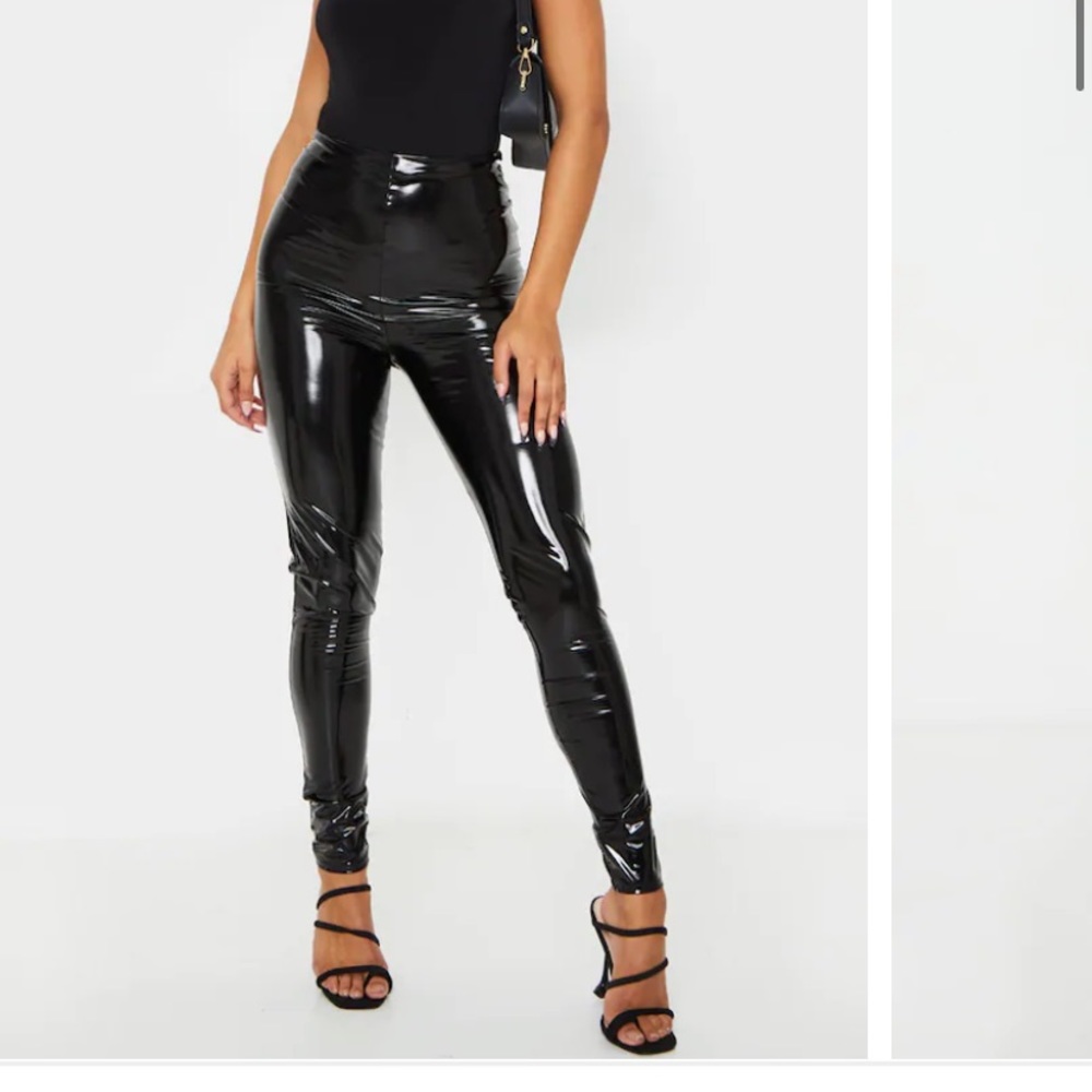 Black High Waisted Vinyl Legging - Pretty little things